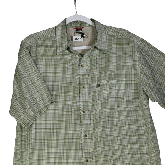 The North Face Shirt Mens Medium Green Button Pocket Intentionally Distressed - Picture 2 of 15